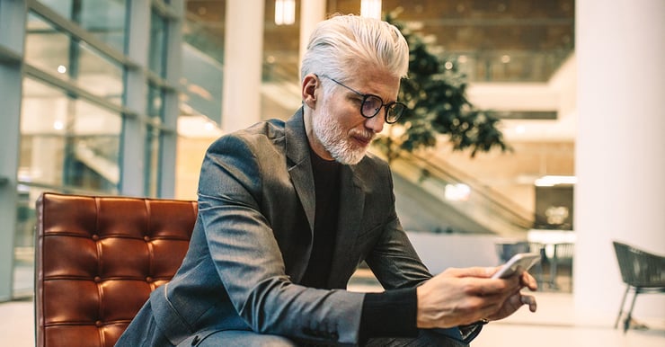 business man texting ai agents for banking